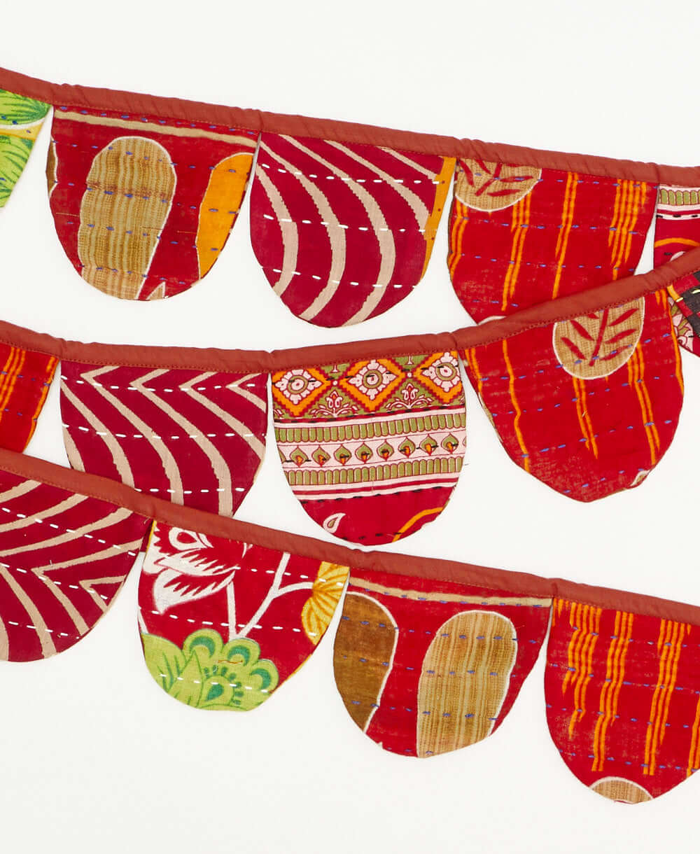 handmade scarlet geometric scallop fabric garland