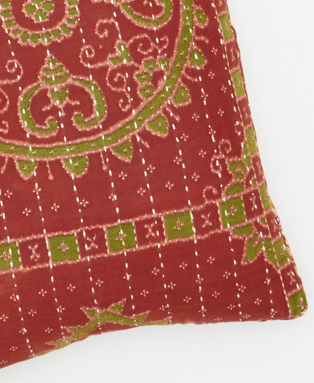 kantha embroidery on small throw pillow