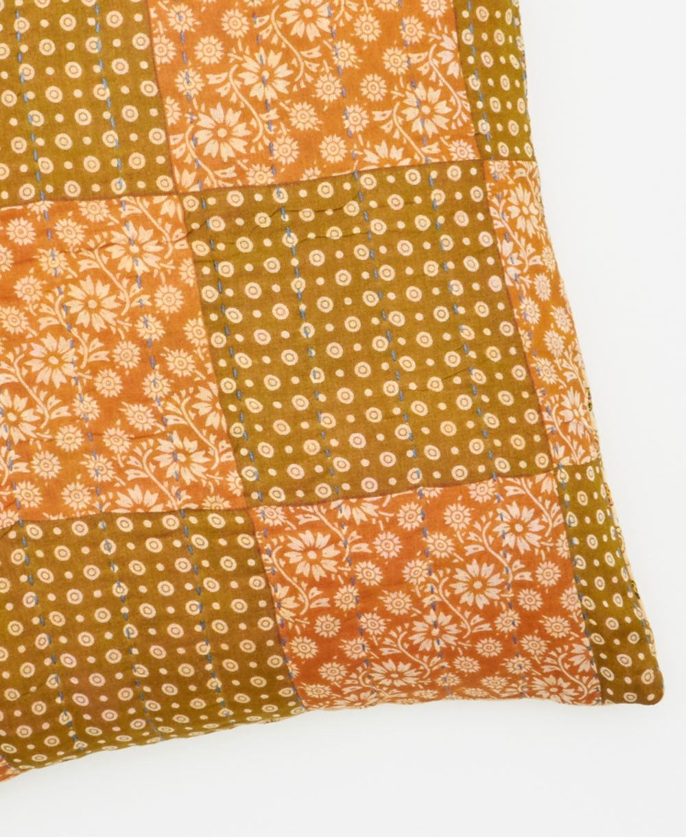 kantha embroidery on small throw pillow