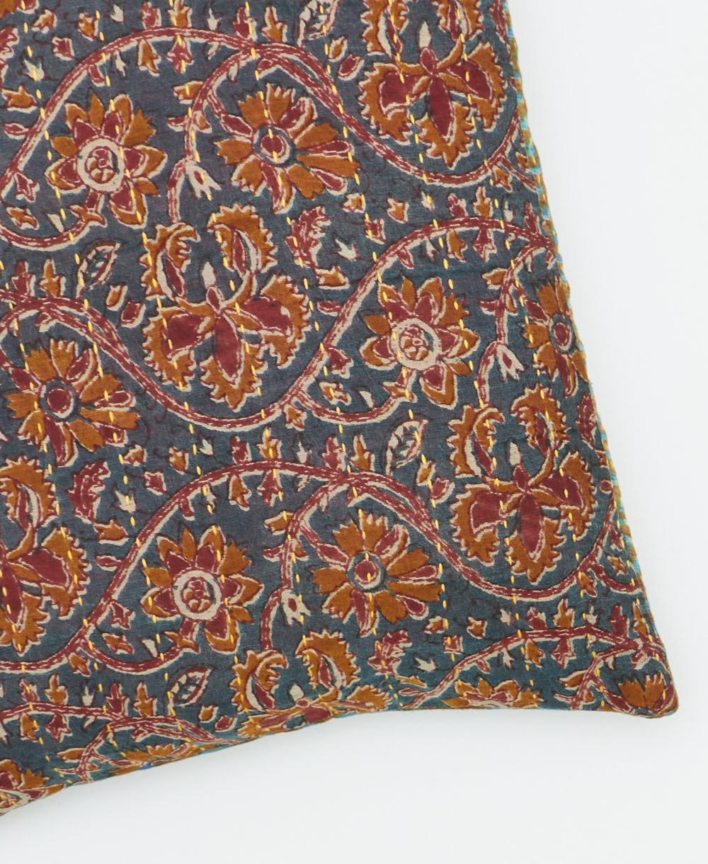 kantha embroidery on small throw pillow
