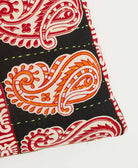 neon green kantha embroidery on black and orange oversized paisley small accent pillow