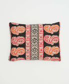 black, red & orange oversized paisley patterned black small pillow by Anchal