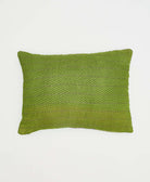 lime green zig zag chevron print small lumbar pillow handmade in India from vintage cotton saris