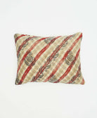 small accent pillow with tan, red and black floral stripe print with removable insert