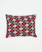 black, red and white diamond patterned small pillow with down feather insert