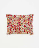 red and gold small throw pillow with a graphic paisley print handmade in India from vintage cotton fabrics