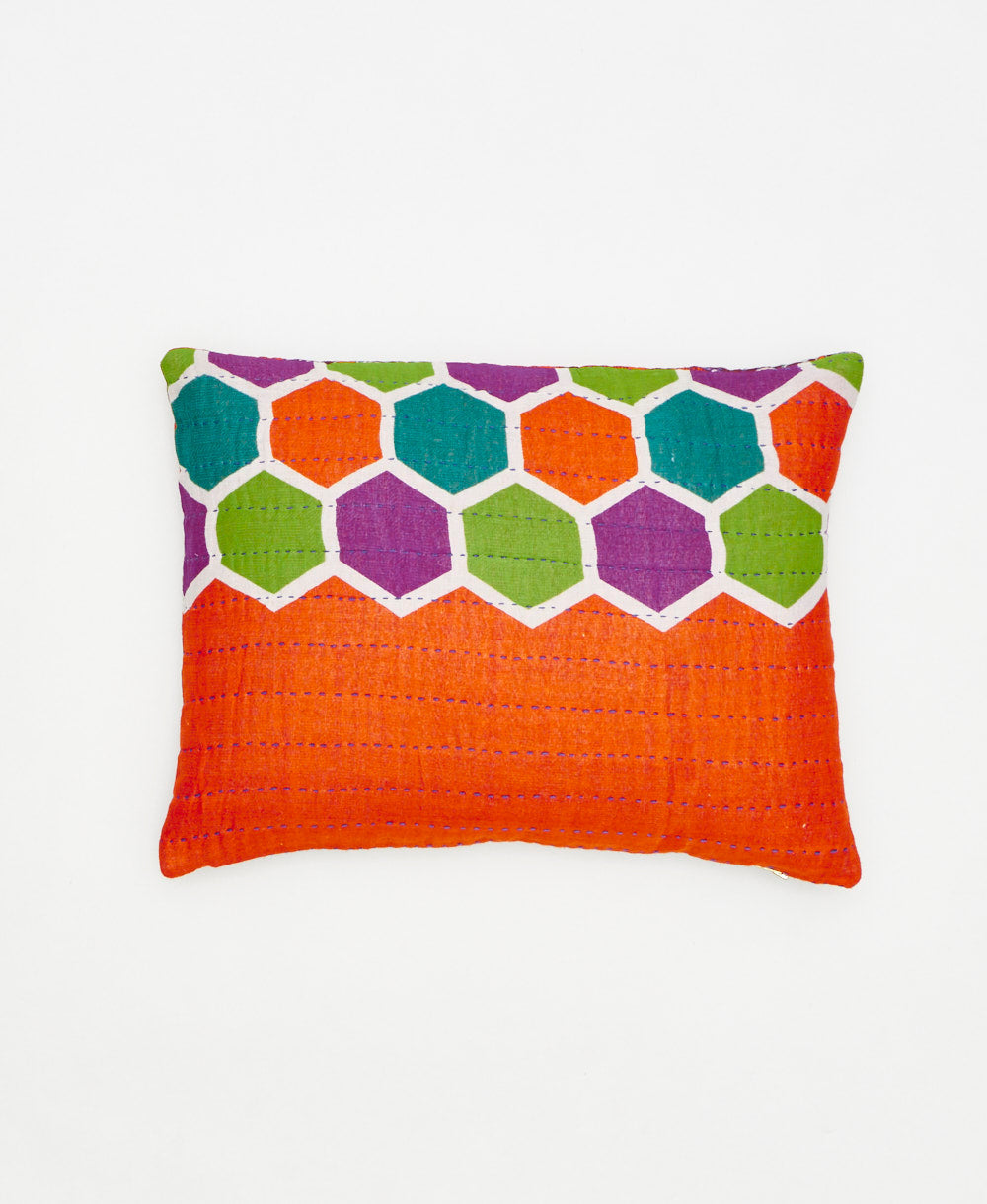 neon orange small throw pillow handmade by women 