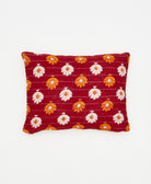 orange and white floral print small  throw pillow with a removable down insert 