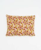 ivory small pillow with red & orange floral print handmade in India from vintage cotton fabrics