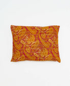 small lumbar pillow in red with mustard paisley print with removeable down feather insert