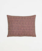 deep purple small pillow with tan geometric print handmade in India from vintage cotton fabrics