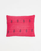 small lumbar pillow in hot pink with white abstract floral print with removeable down feather insert