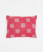 hot pink small pillow with white floral print handmade in India from vintage cotton fabrics