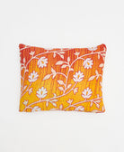 orange small pillow with ombre red floral print handmade in India from vintage cotton fabrics