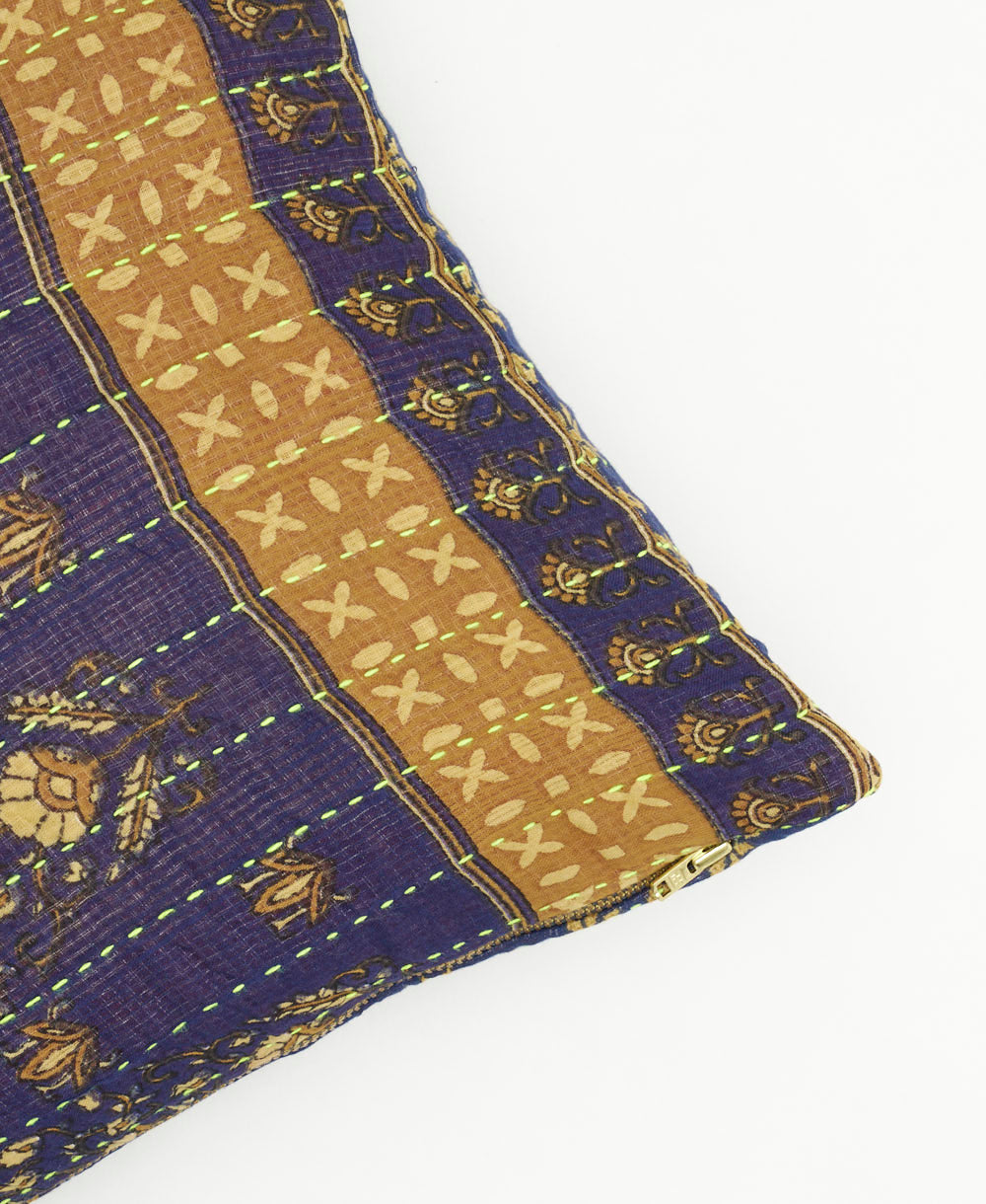 kantha embroidery on small throw pillow