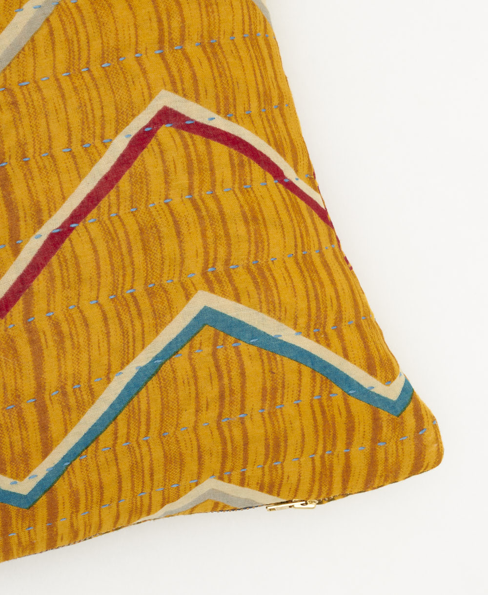 kantha embroidery on small throw pillow