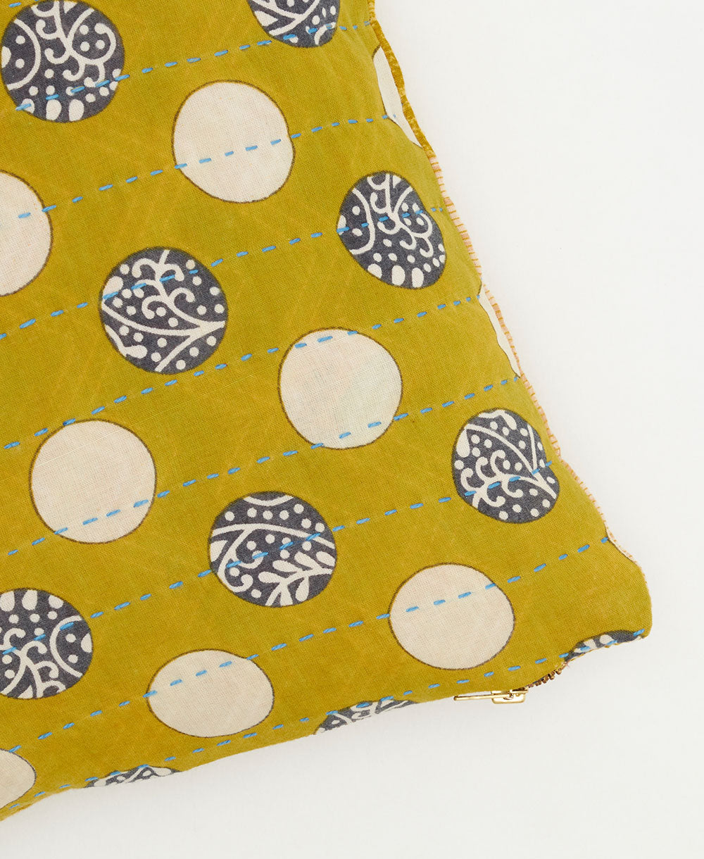 kantha embroidery on small throw pillow