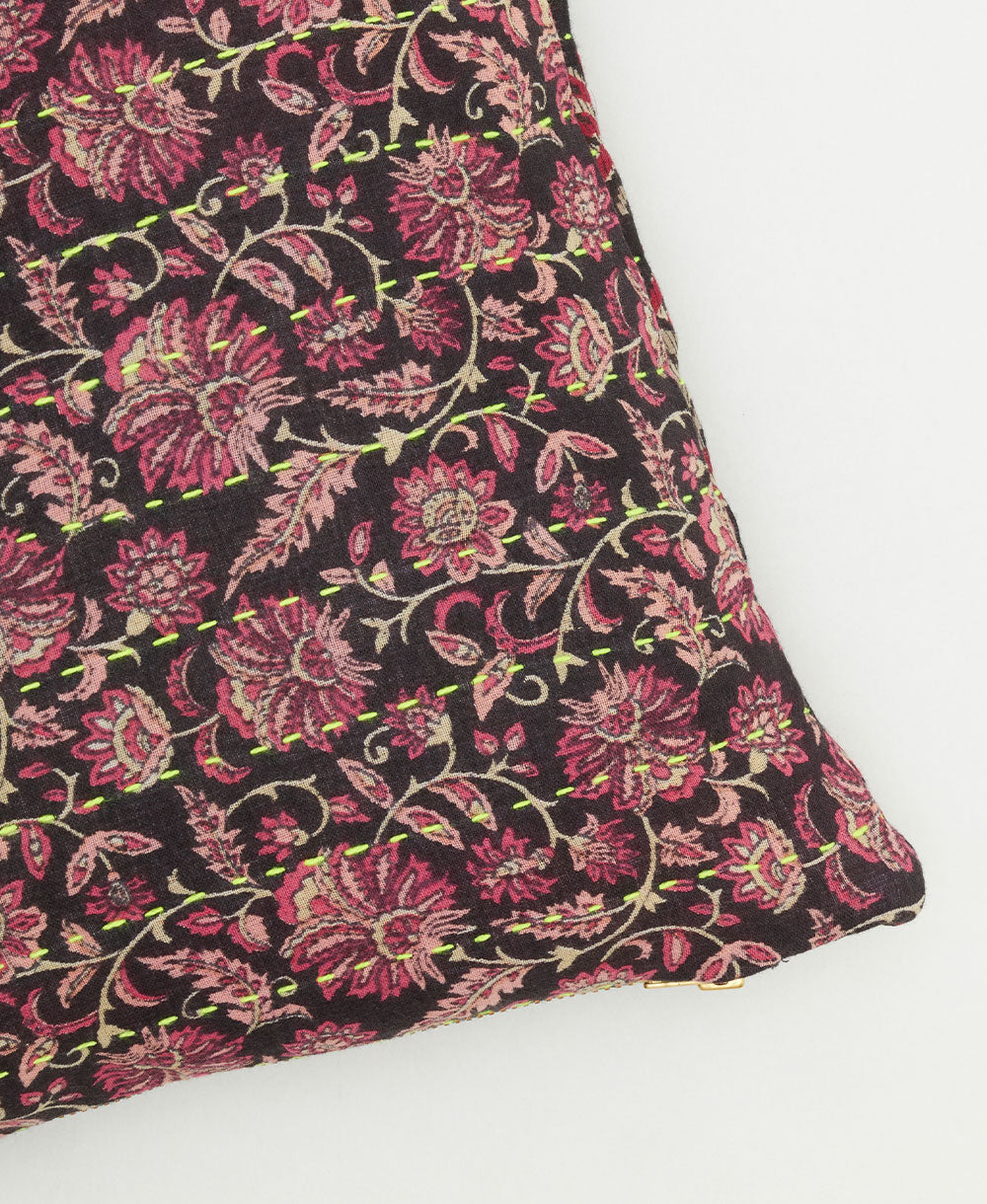 kantha embroidery on small throw pillow