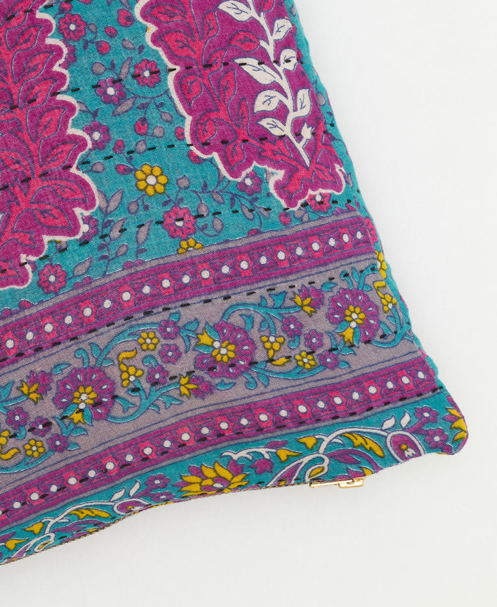 kantha embroidery on small throw pillow