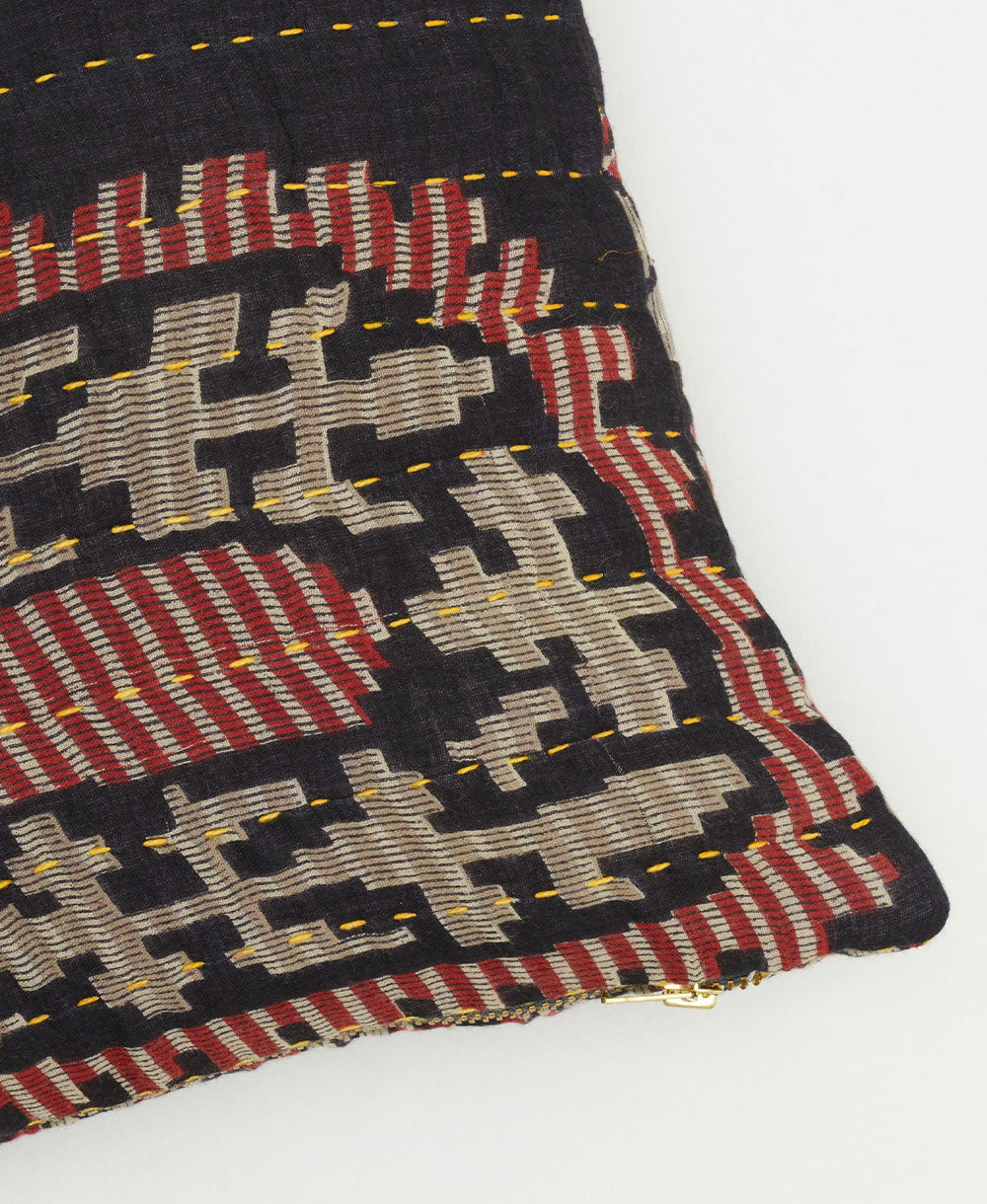 kantha embroidery on small throw pillow