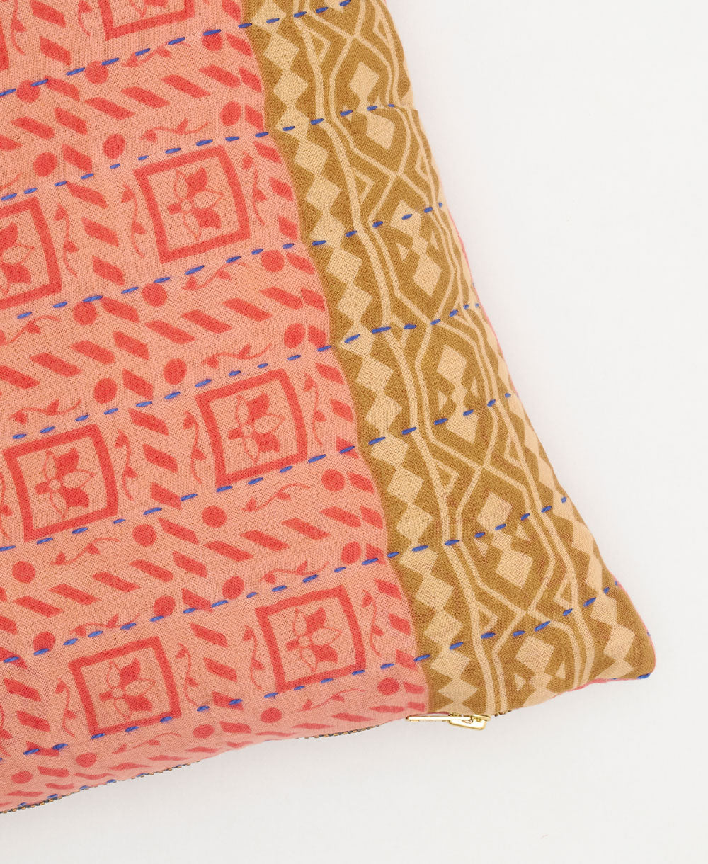kantha embroidery on small throw pillow