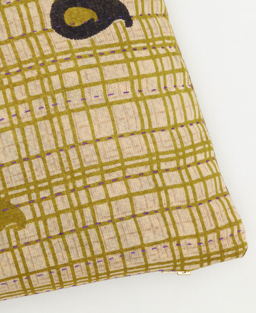 kantha embroidery on small throw pillow