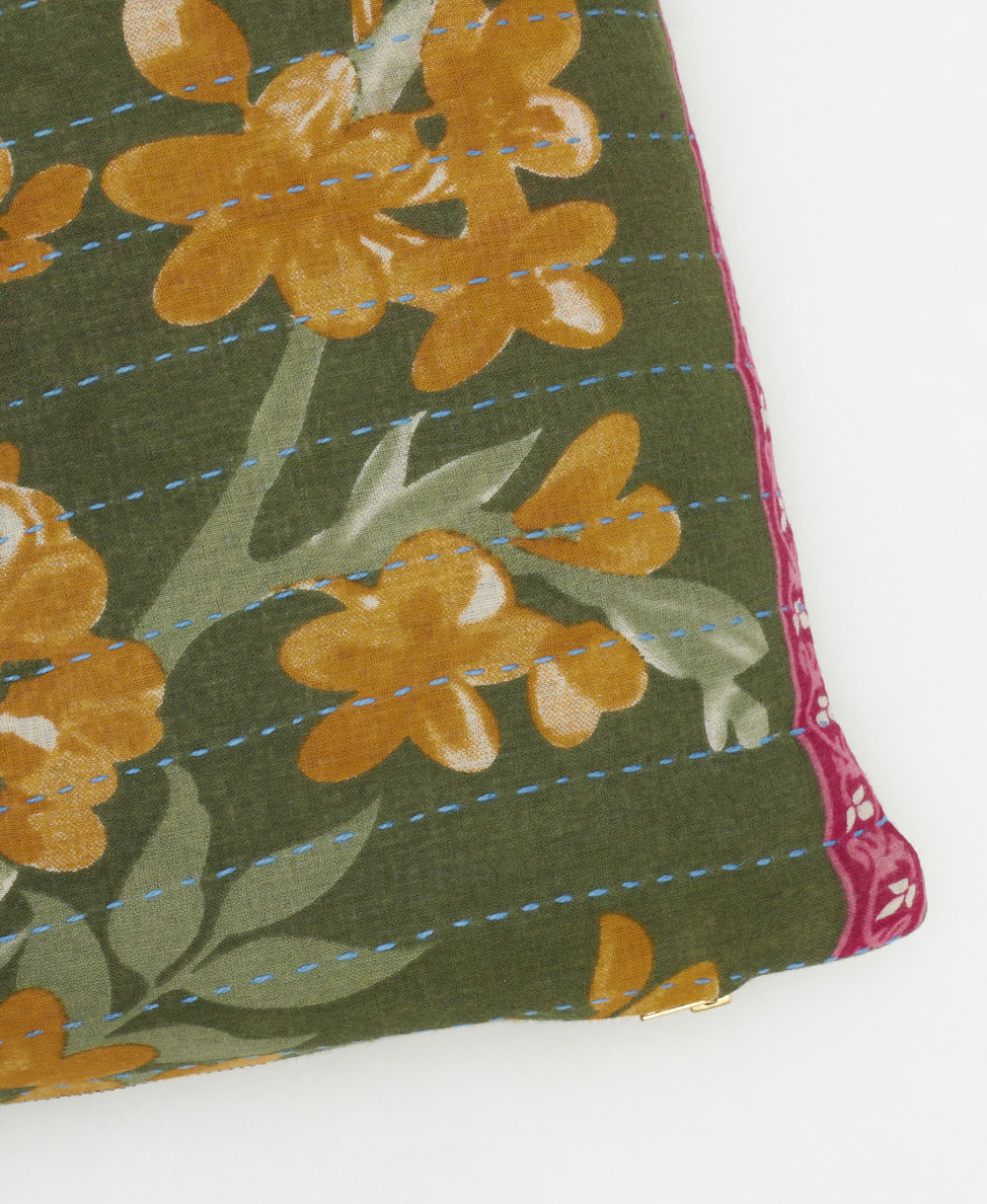 kantha embroidery on small throw pillow