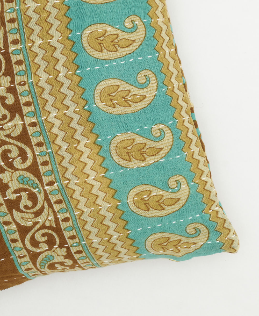 kantha embroidery on small throw pillow