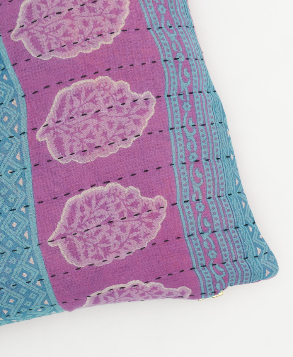 kantha embroidery on small throw pillow