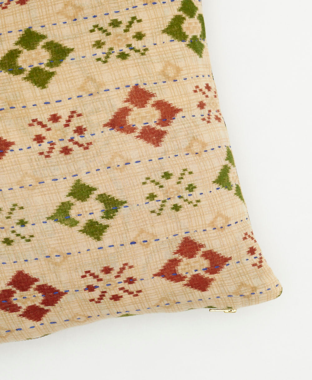 kantha embroidery on small throw pillow