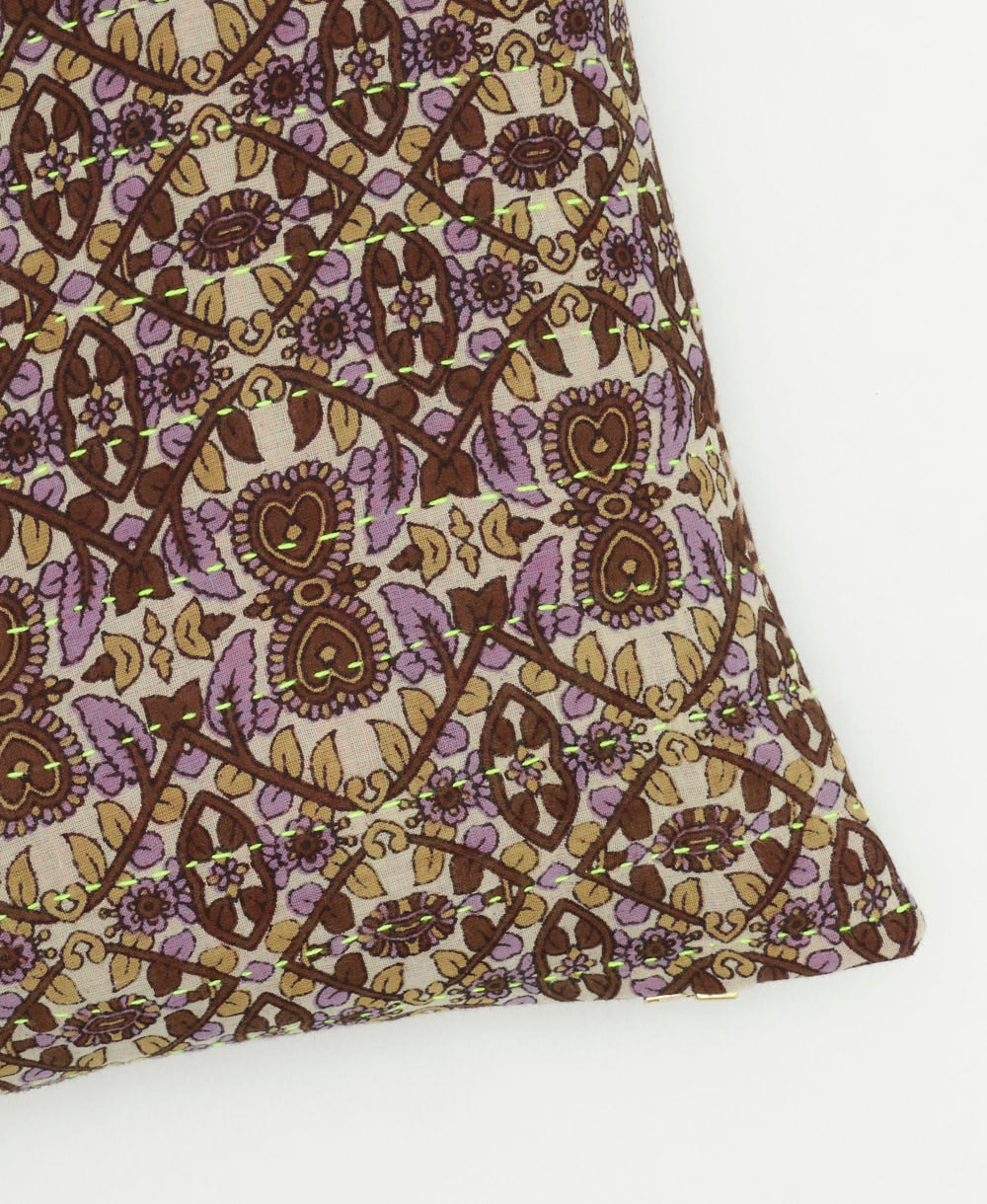 kantha embroidery on small throw pillow