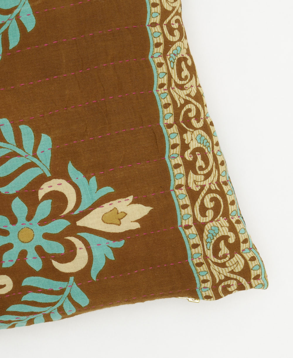 kantha embroidery on small throw pillow