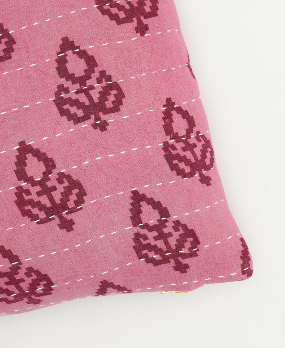 kantha embroidery on small throw pillow