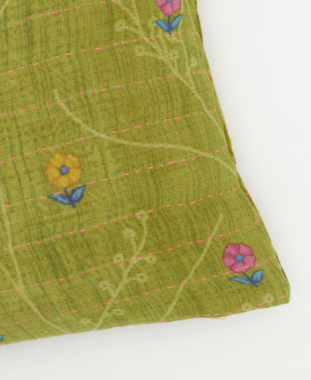 kantha embroidery on small throw pillow