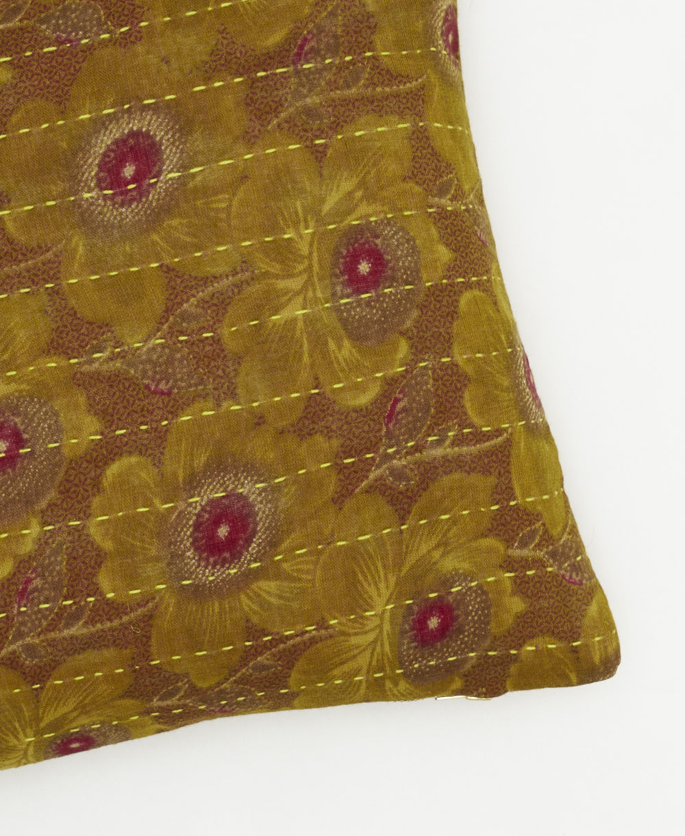kantha embroidery on small throw pillow