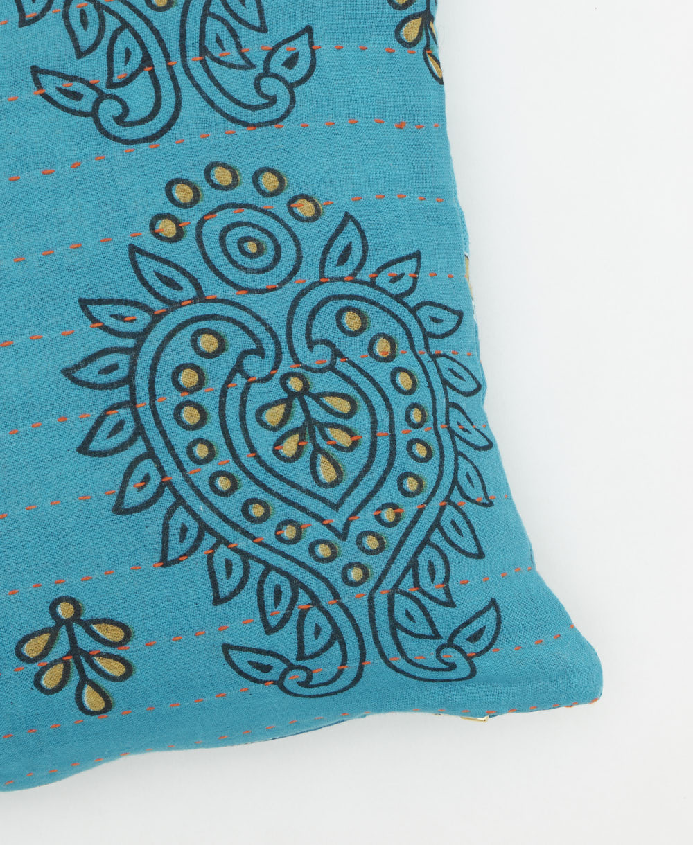 kantha embroidery on small throw pillow