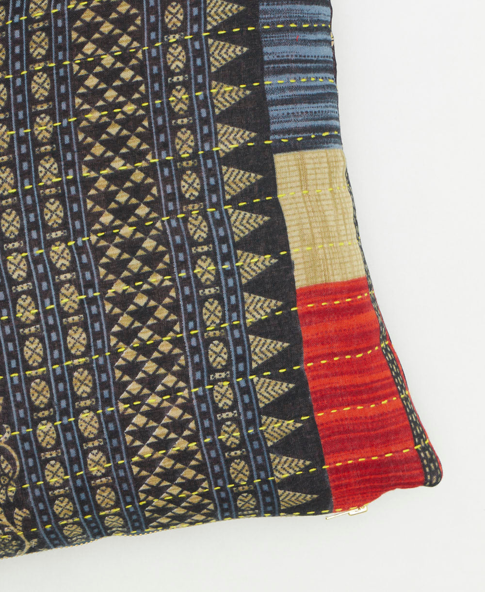 kantha embroidery on small throw pillow
