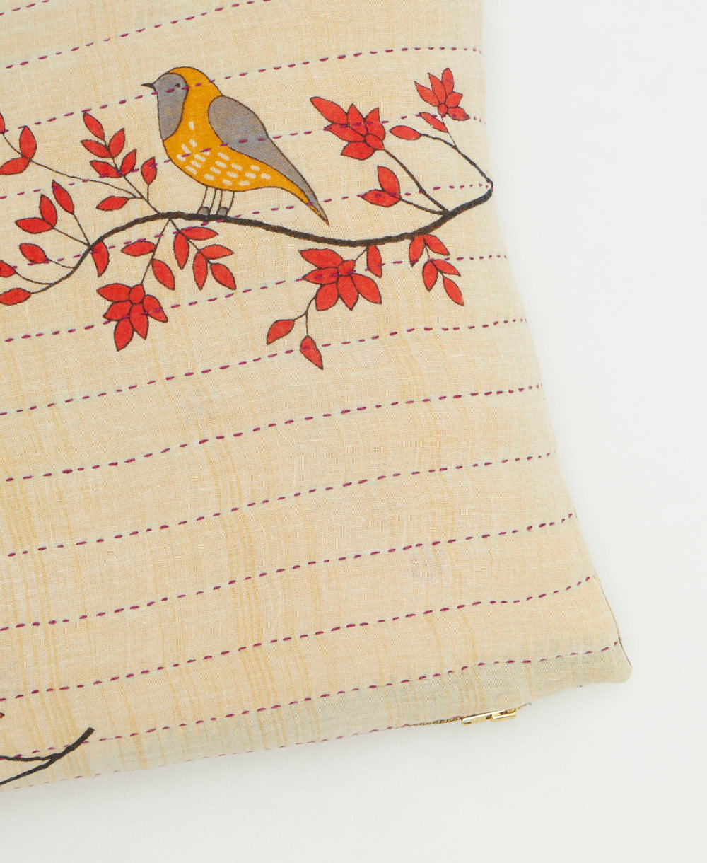 kantha embroidery on small throw pillow