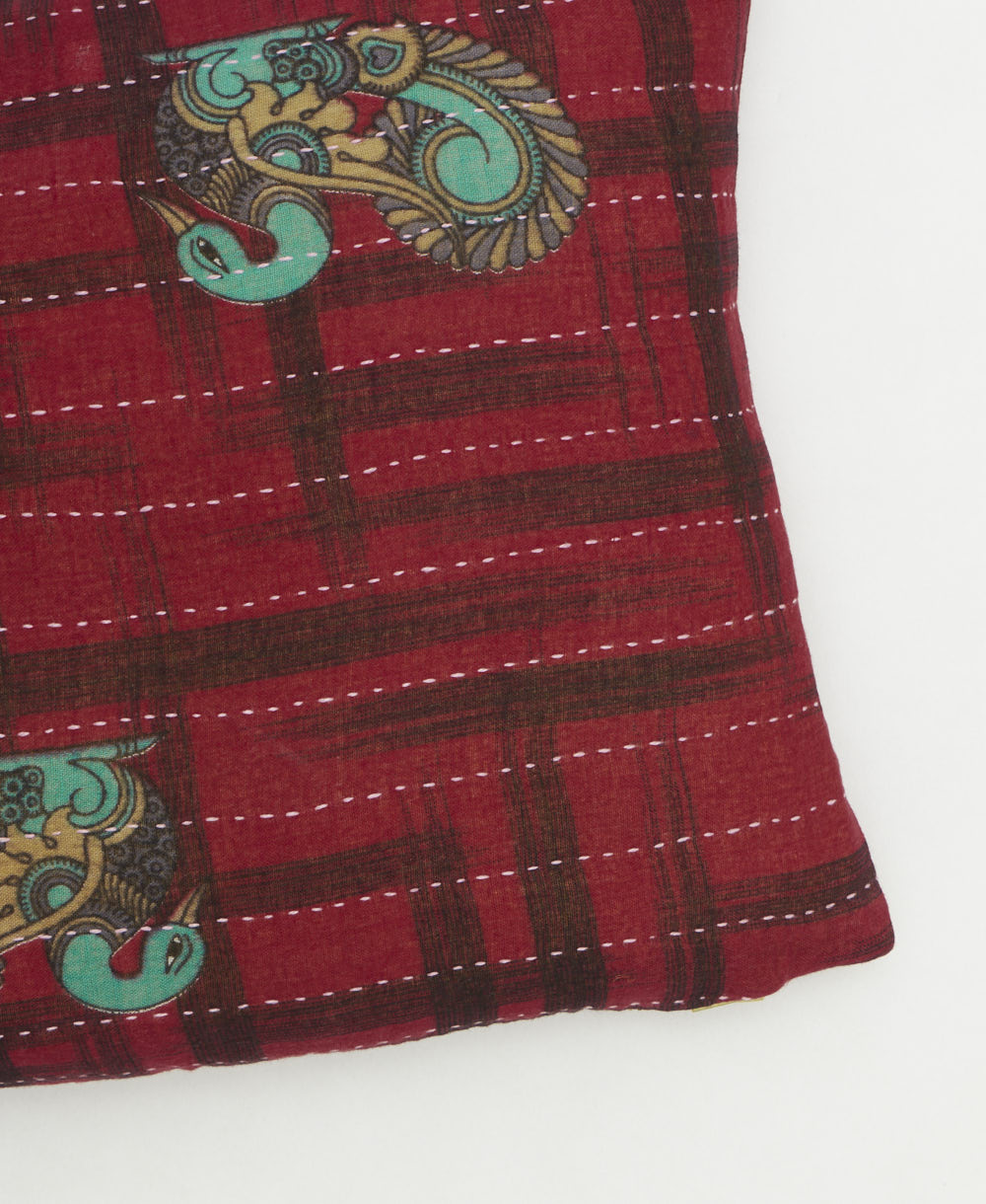 kantha embroidery on small throw pillow