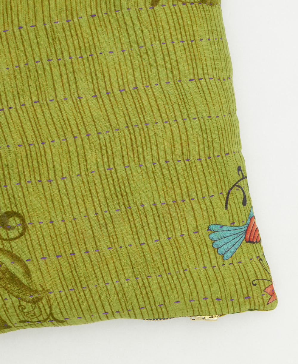 kantha embroidery on small throw pillow