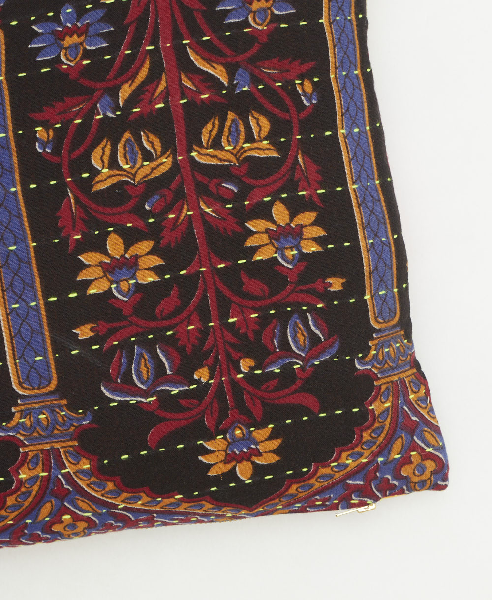 kantha embroidery on small throw pillow