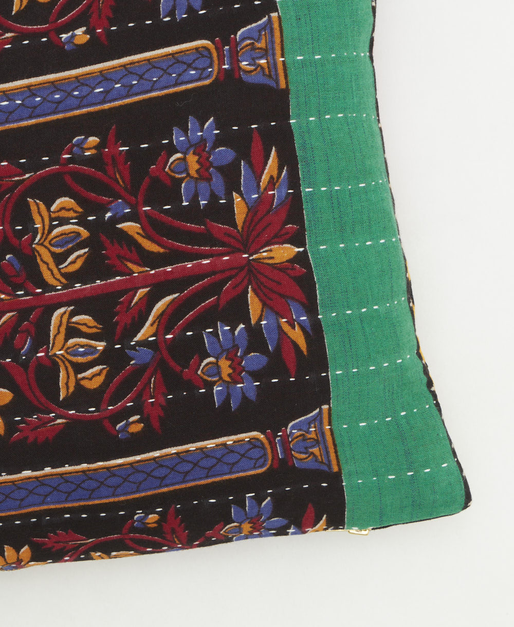 kantha embroidery on small throw pillow