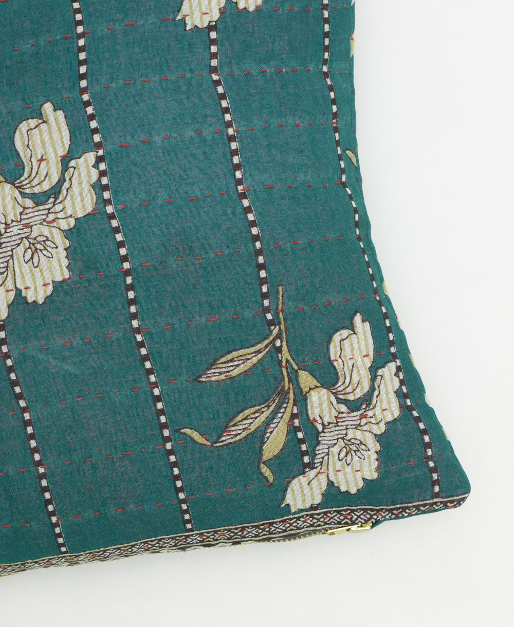 kantha embroidery on small throw pillow