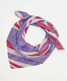 purple and pink striped vintage cotton square scarf handmade by artisans