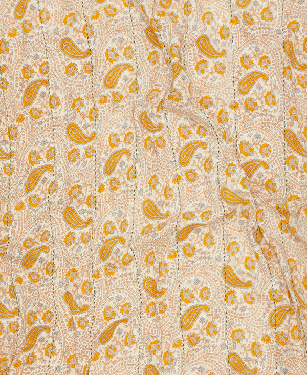 Handmade orange paisley lightweight vintage kantha scarf