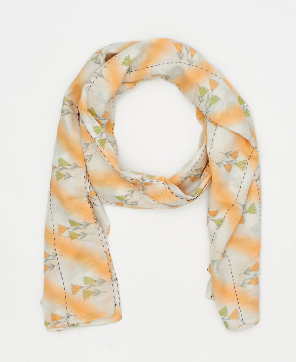 one-of-a-kind orange and green floral vintage kantha scarf perfect
for all seasons