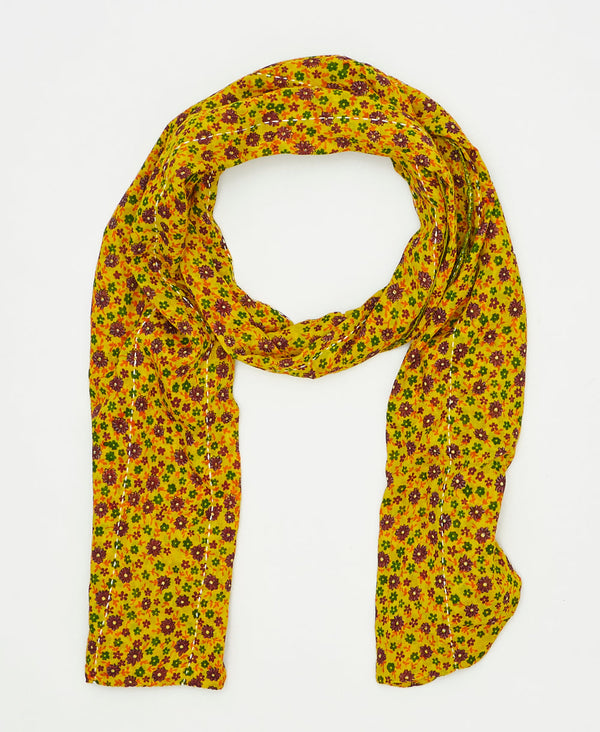 one-of-a-kind yellow floral print vintage kantha scarf perfect
for all seasons