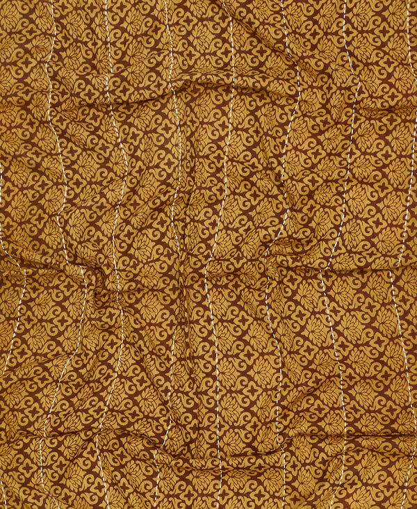 Handmade golden abstract print vintage kantha scarf