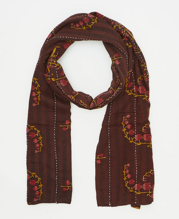 one-of-a-kind burgundy floral print vintage kantha scarf perfect
for all seasons