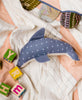 handmade stuffed animal dolphin toy made from organic cotton scrap fabrics
